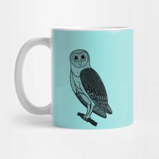 Barn Owl - hand drawn detailed nocturnal bird design Mug